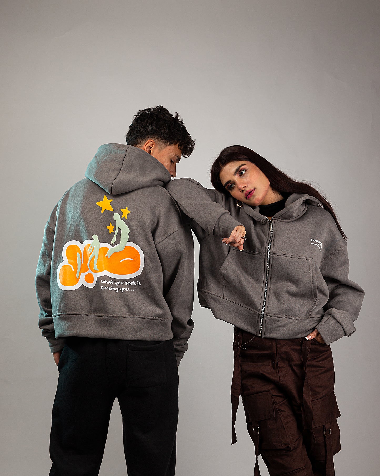 THE SABR CROP HOODIE - Steel Grey