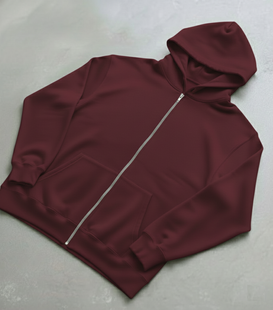 Signature Zip Up Hoodie - Burgundy