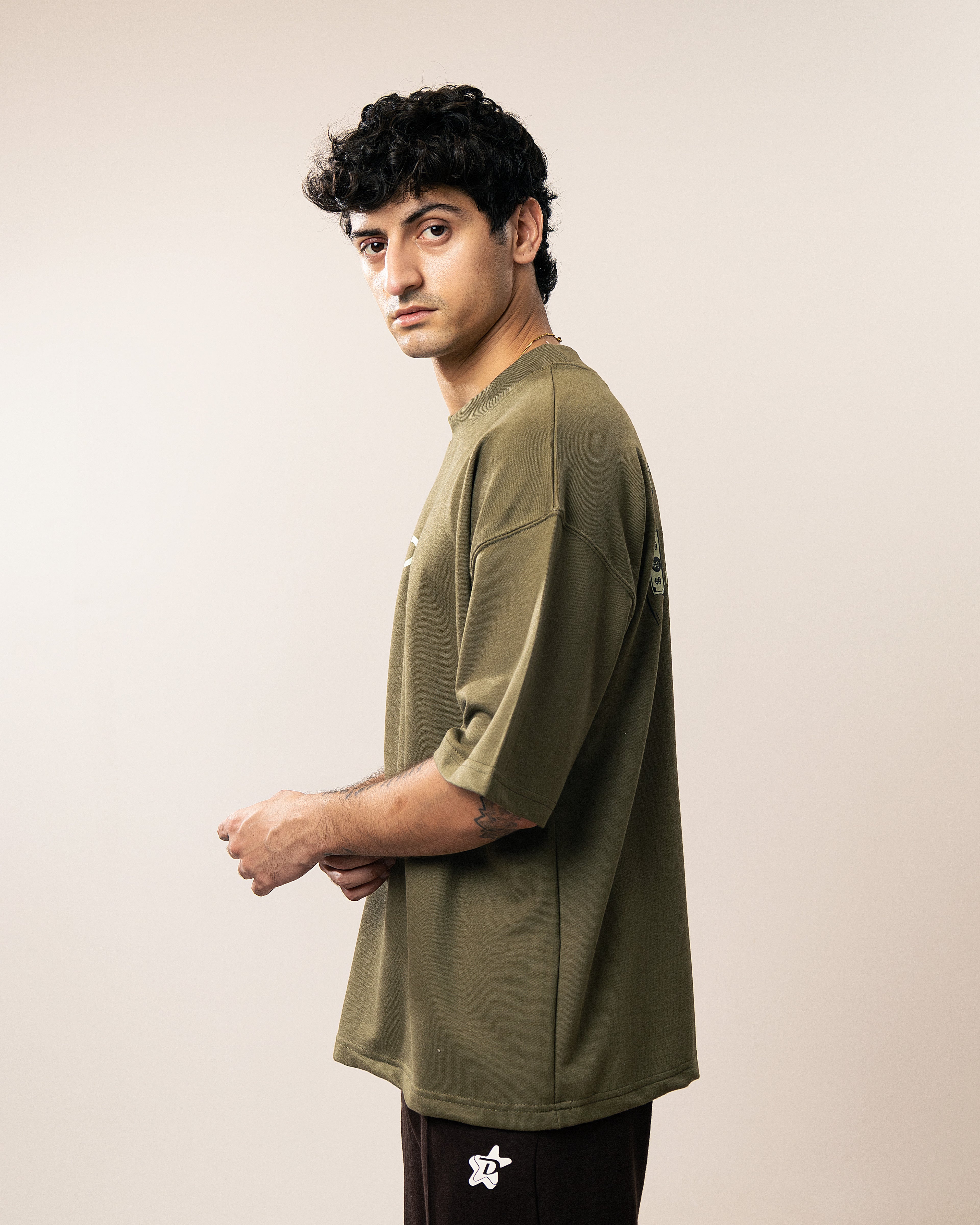 The Money Boxy Fit Tee - Light Olive