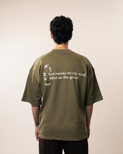 The Money Boxy Oversized T-shirt - Dark Olive