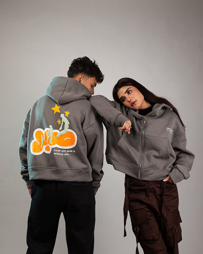 THE SABR CROP HOODIE - Steel Grey