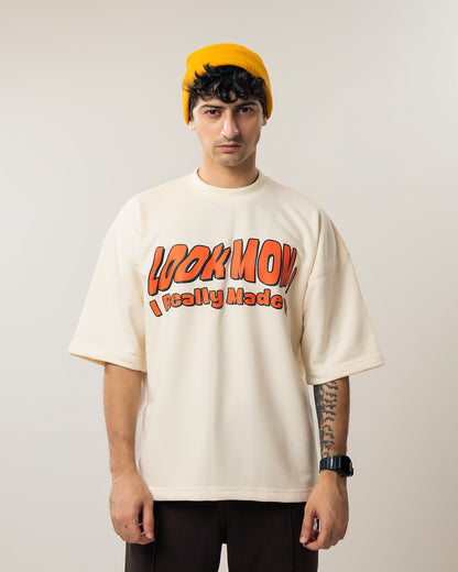 The 'I Made it' Boxy Oversized Tshirt - Oat Milk