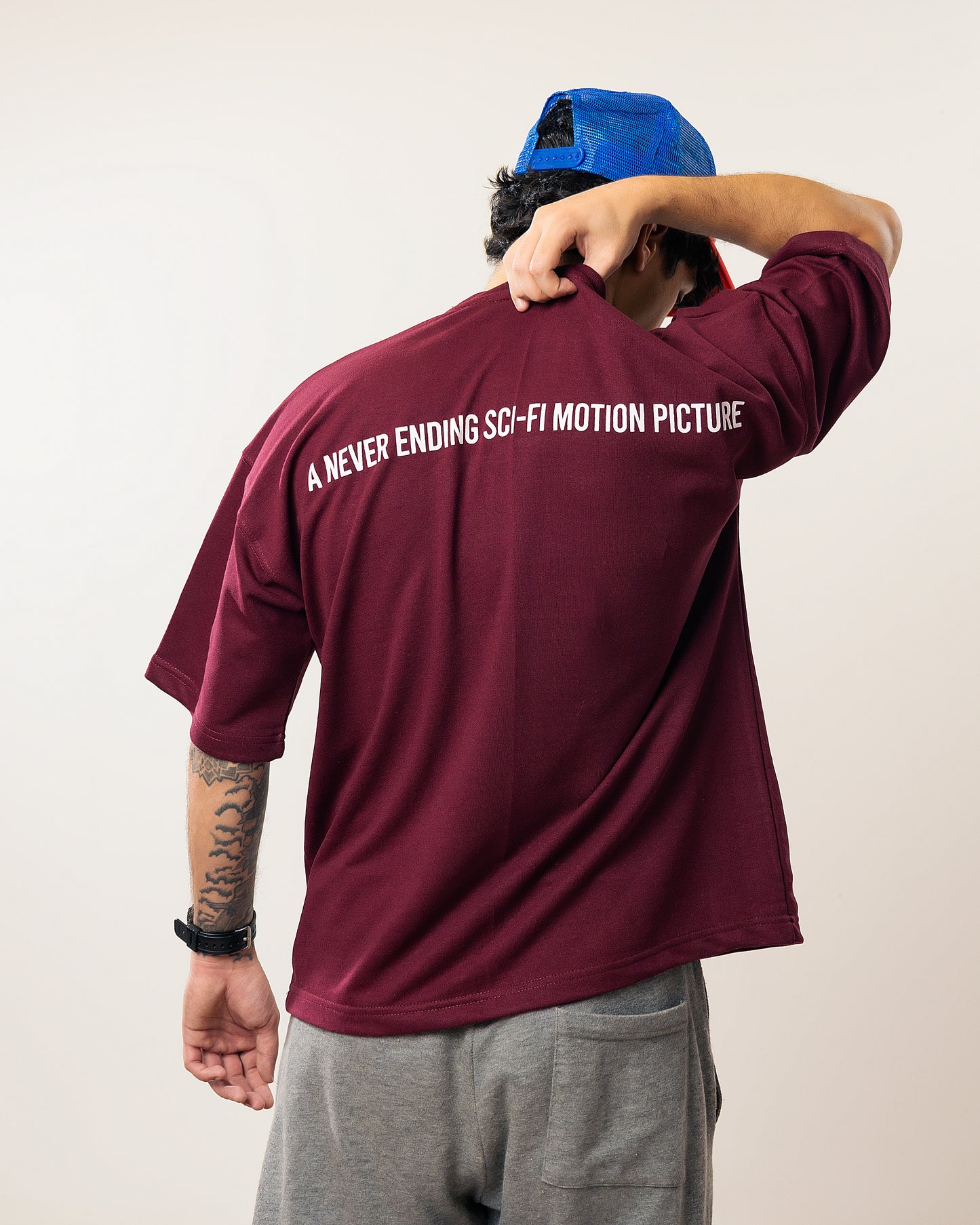 The Cosmic Boxy Oversized Tshirt - Dark Cherry