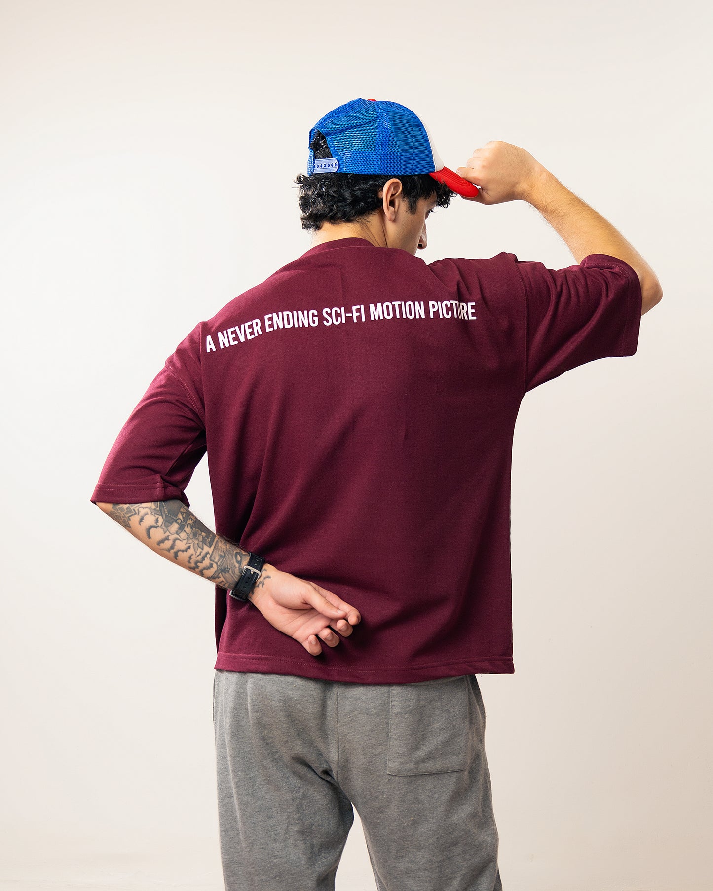 The Cosmic Boxy Oversized Tshirt - Dark Cherry