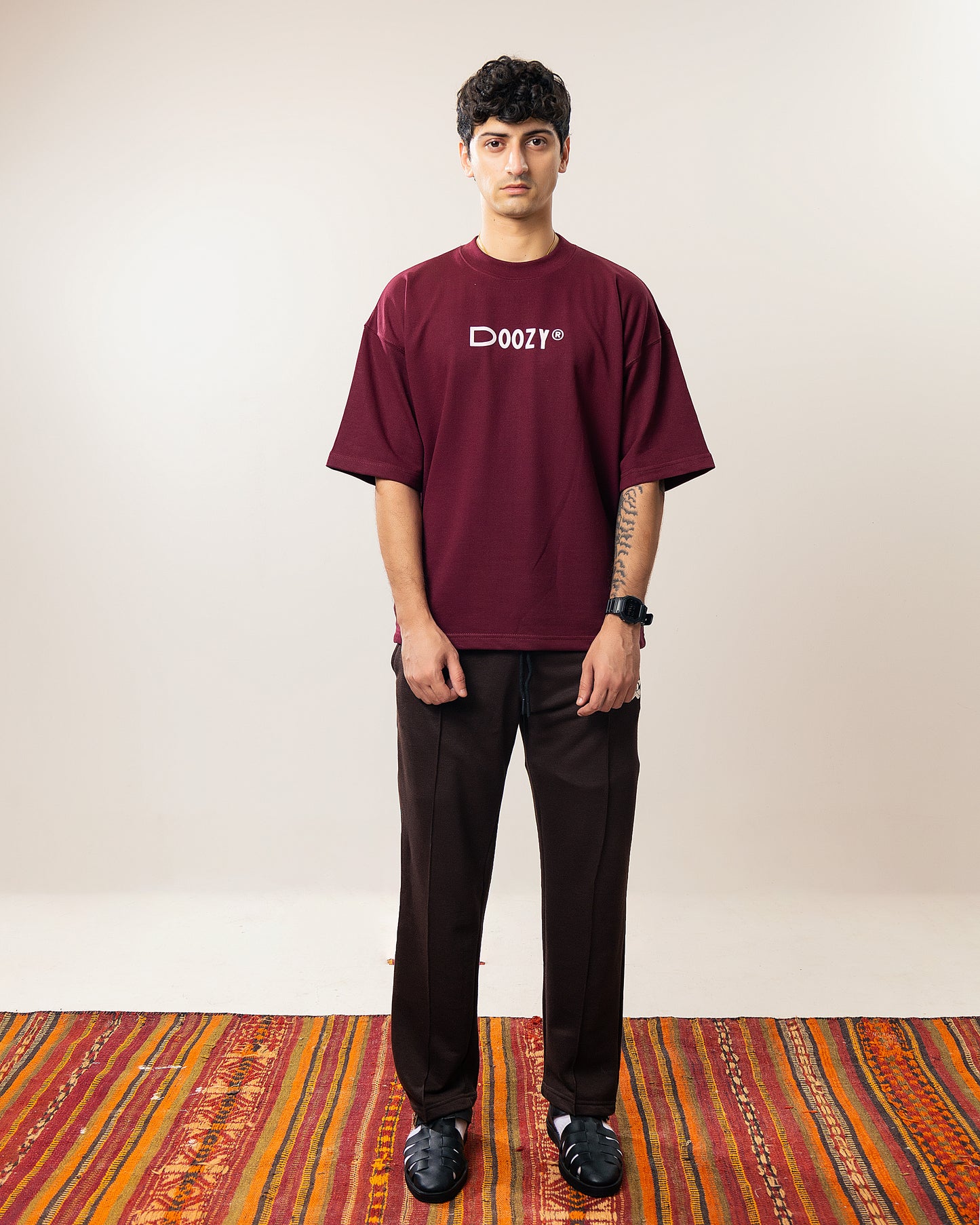 The Cosmic Boxy Oversized Tshirt - Dark Cherry