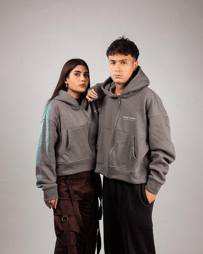 THE SABR CROP HOODIE - Steel Grey