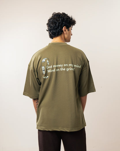 The Money Boxy Oversized T-shirt - Dark Olive