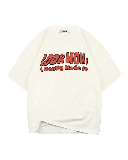 The 'I Made it' Boxy Oversized Tshirt - Oat Milk