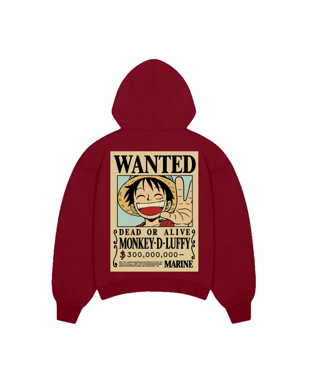 One Piece Wanted Zip up Hoodie - Dark Maroon