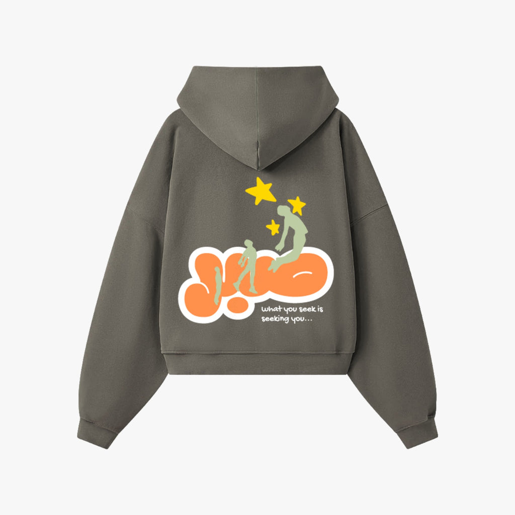 The SABR Cropped Zipper Hoodie - Steel Grey