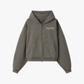 The SABR Cropped Zipper Hoodie - Steel Grey