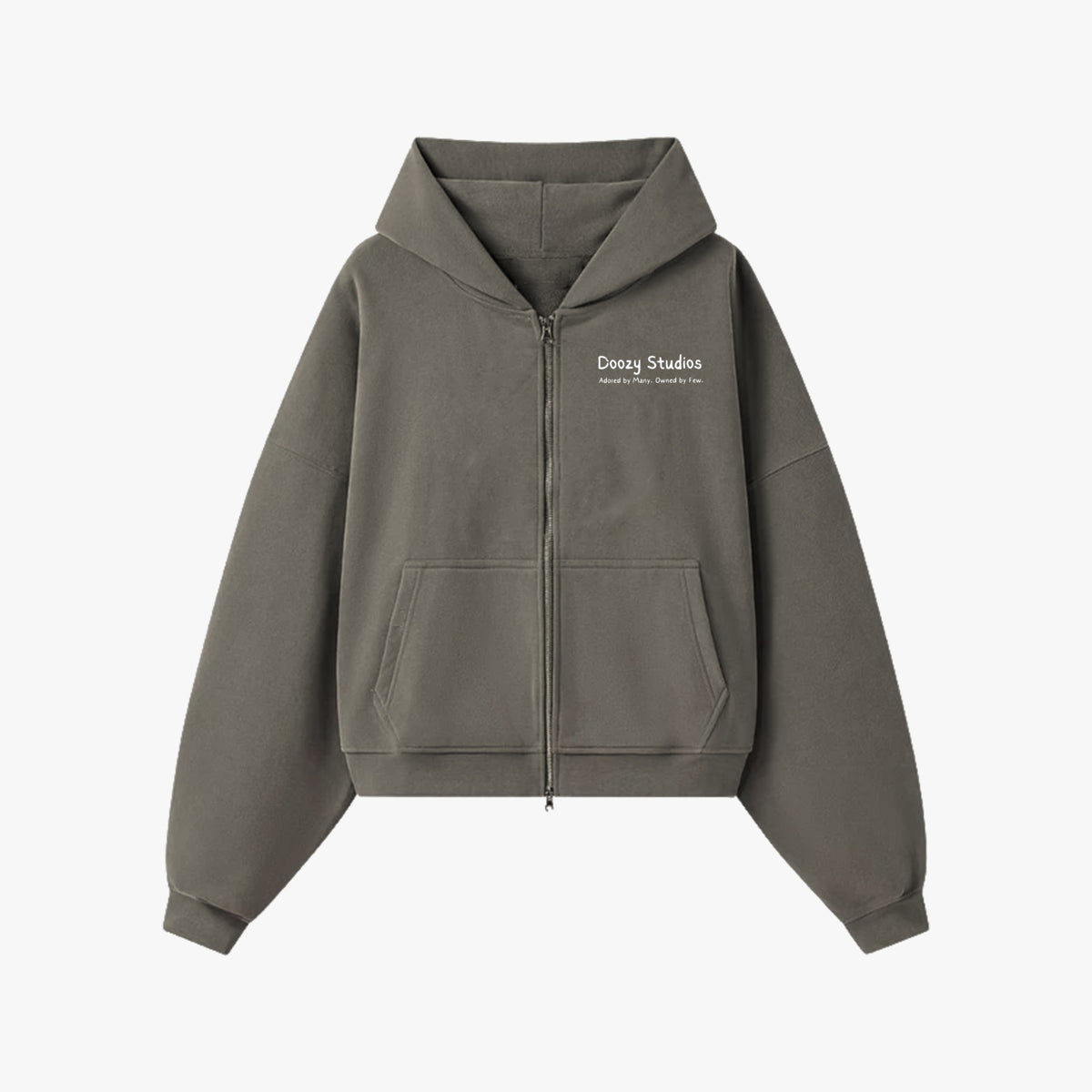 The SABR Cropped Zipper Hoodie - Steel Grey